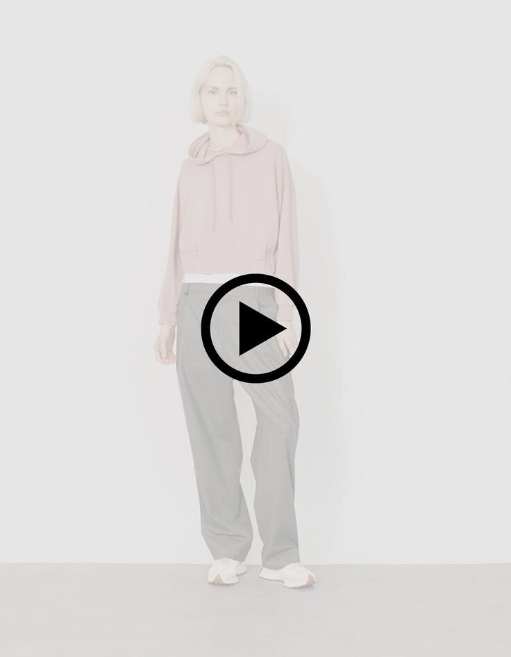 Sweat à capuche rose coton bio oversize molleton Femme-7