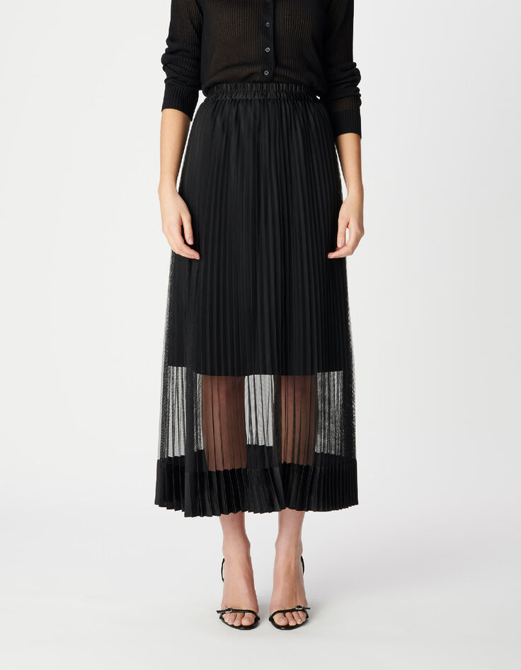 Jupe pliss&eacute;e en tulle noire Femme-2
