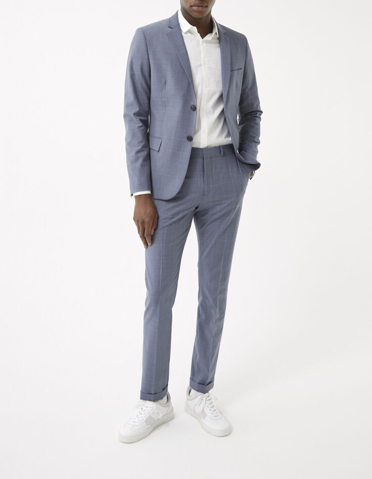 Men’s indigo check SLIM TRAVEL SUIT suit trousers-6