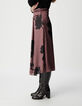 Mujer maxi falda midi floral burdeos-5