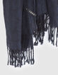 Indigoblauer Herrenschal mit Barock-Jacquard-4
