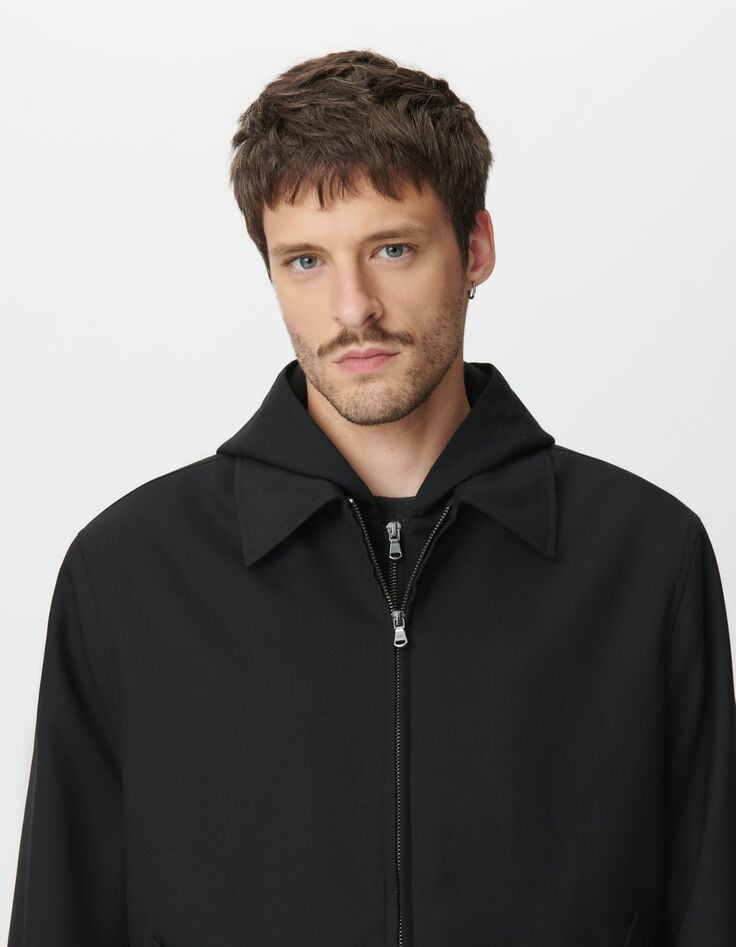 Blouson noir parementure noire amovible Homme-4 Blouson noir parementure noire amovible Homme-4