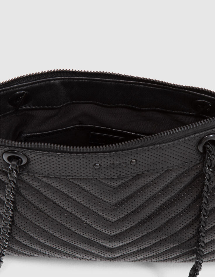 Clutch 1440 Reporter negro cuero perforado-4