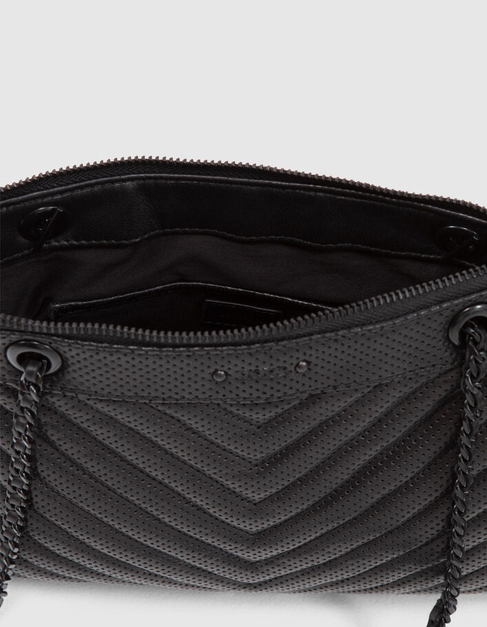 Women's black perforated leather 1440 Reporter clutch bag - IKKS