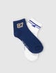 Boys&rsquo; blue and white short socks-5