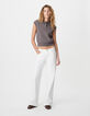 Mouwloos gebreid poloshirt met borduursel voor dames-2
