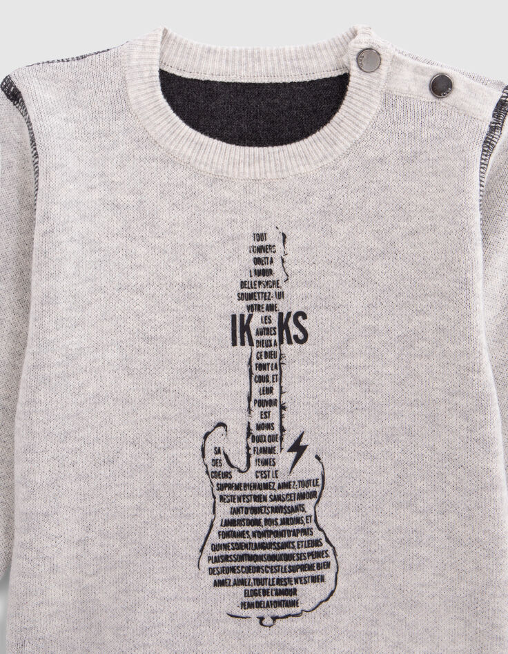 Reversible knitted sweater grey and dark grey baby boy-5 Reversible knitted sweater grey and dark grey baby boy-5