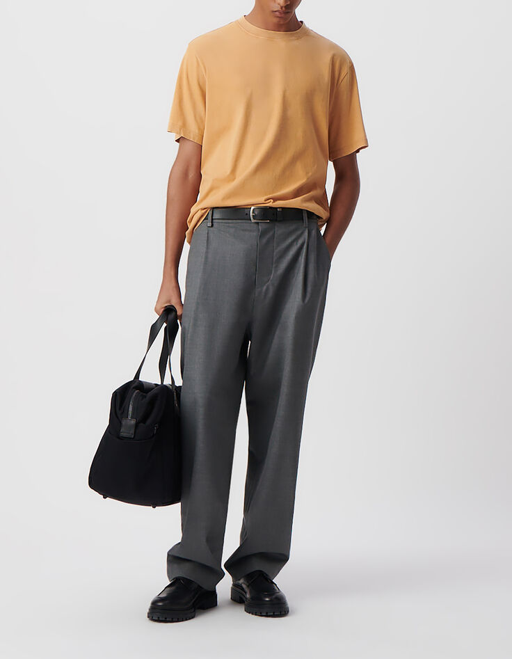 T-shirt curcuma coton bio effet lav&eacute; Homme-1