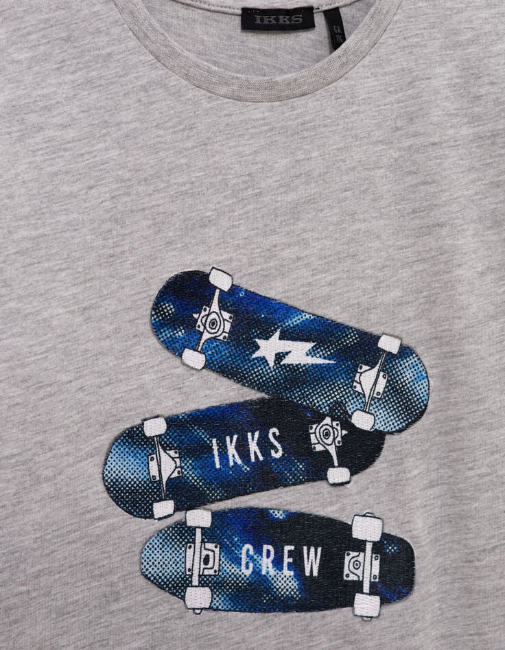 T-shirt gris coton bio badges skates garçon-2