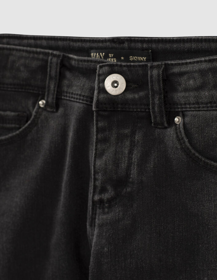 Jean skinny black used avec bandes-bijou fille-3