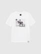 Wit T-shirt biokatoen foto skaters SMILEYWORLD jongens-1