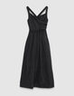 Robe chic &agrave; bretelles noire en taffetas Femme-7