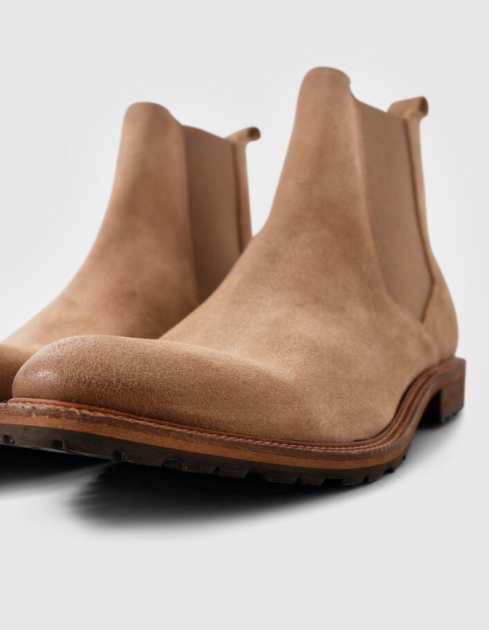 Chelsea boots beiges cuir velours Homme - IKKS