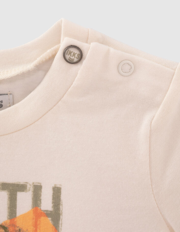 T-shirt écru coton bio visuel guépard bébé garçon - IKKS
