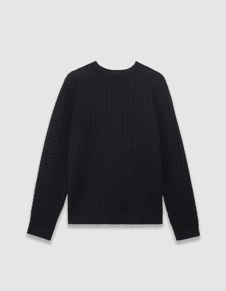 Men’s navy decorative textured knit winter sweater-5 Men’s navy decorative textured knit winter sweater-5