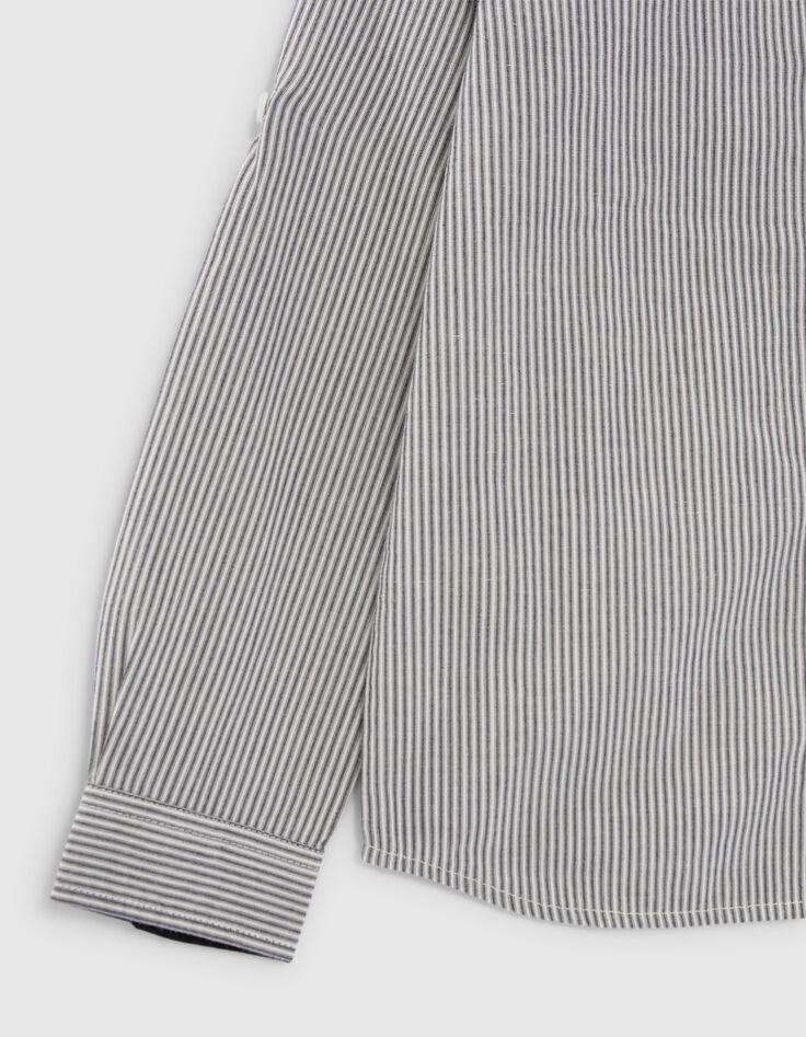 Boys’ black striped shirt with bowtie-4