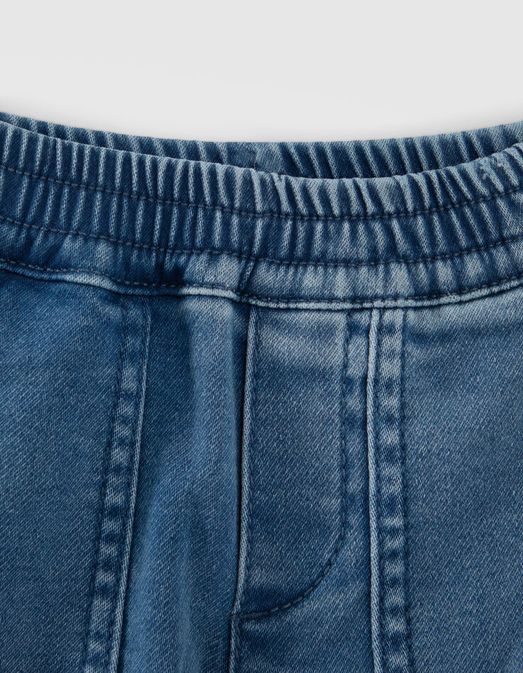 Baby boys' blue cargo jeans with elasticated waist-2