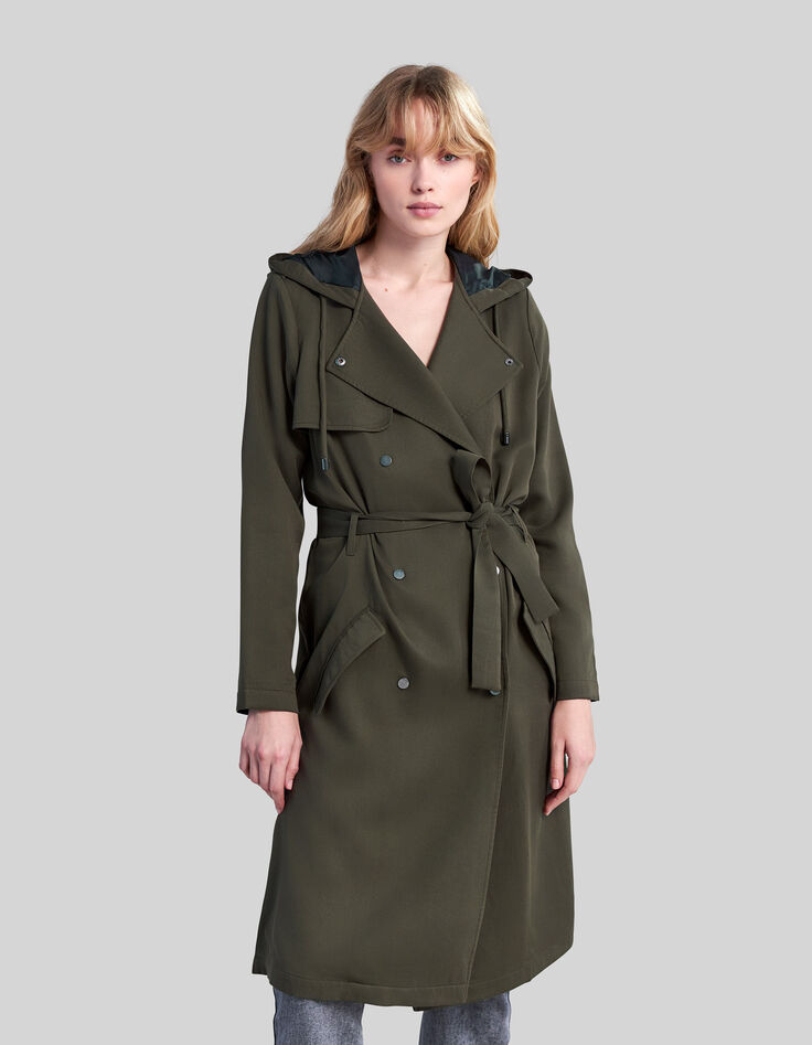 Trench caqui Lyocell® capucha mujer-2