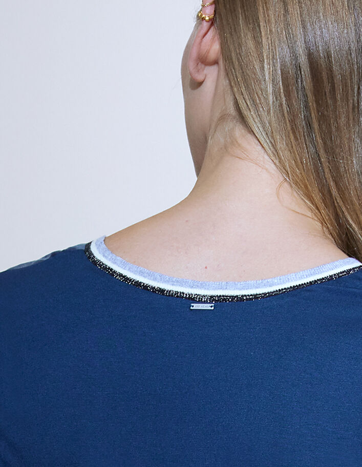 Adaptar Juntar Empresa Blusa dos tejidos delante cupro y espalda punto liso mujer