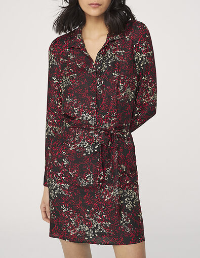 Robe manches longues print floral col montant femme - IKKS