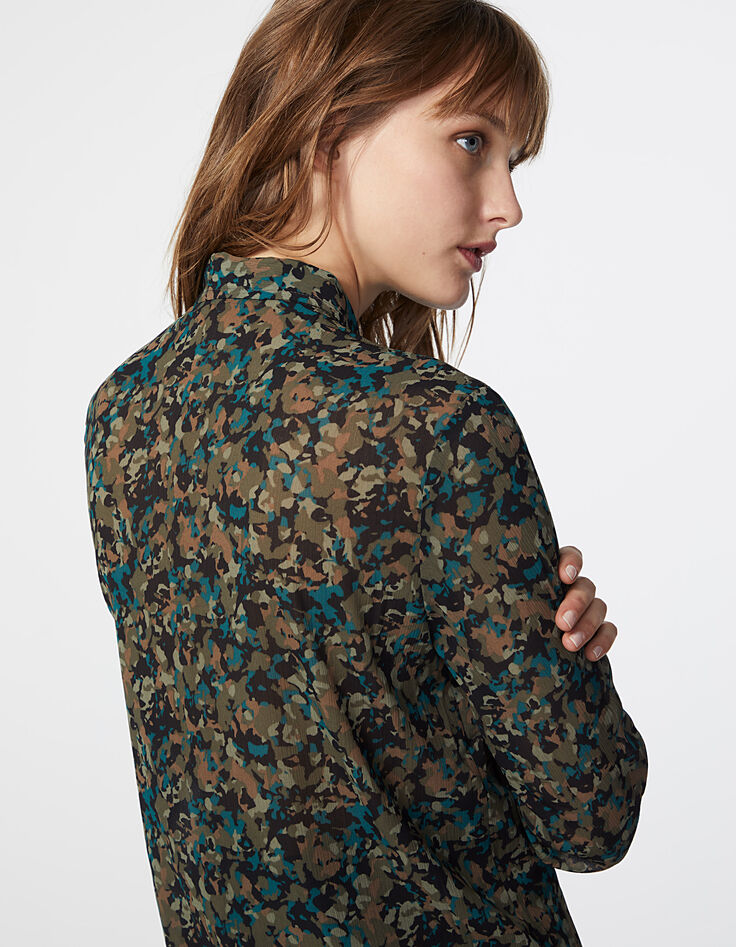 Women’s camouflage print studded voile shirt-5