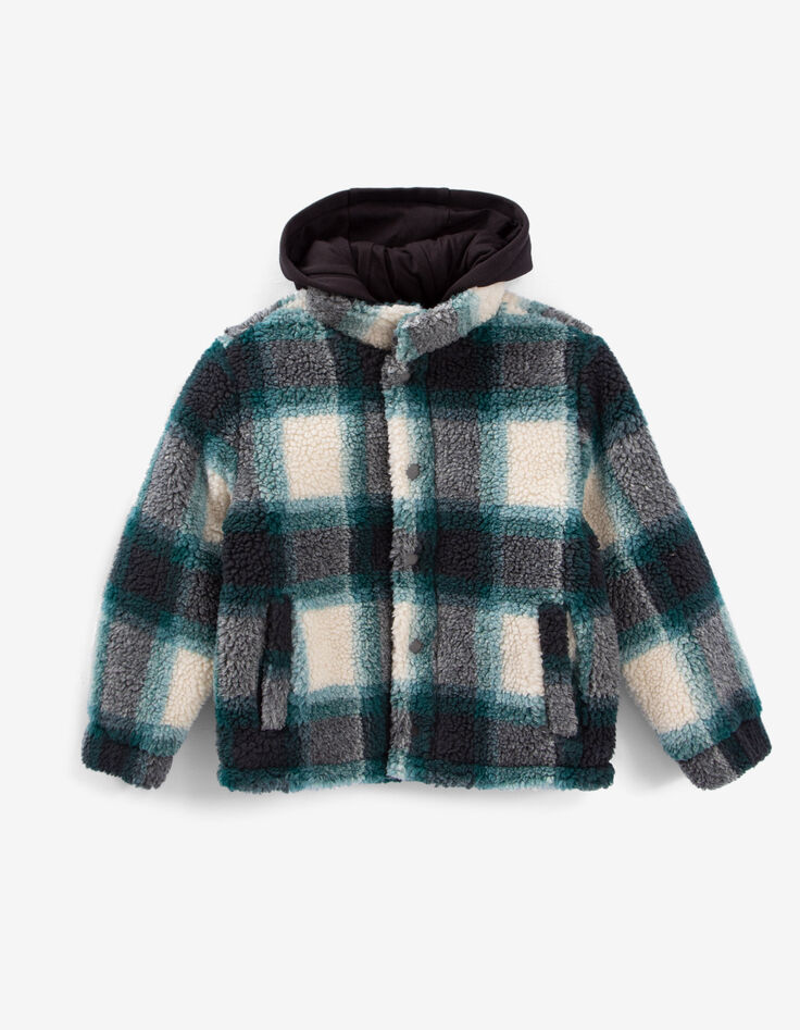 Jungenjacke aus kariertem Sherpafleece-1