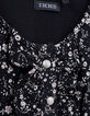 Girls’ black flower print ruffled dress-7