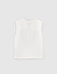 T-shirt blanc cass&eacute; coton bio visuel tigre fille-4
