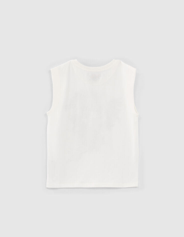 T-shirt blanc cass&eacute; coton bio visuel tigre fille-4