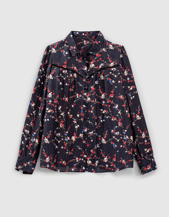 Women’s cherry blossom print viscose and silk shirt - IKKS