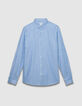 Heren slim-fit blauw gestreept overhemd met motief-6