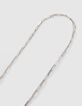 Sautoir double rang métal argenté avec médaille Femme-3