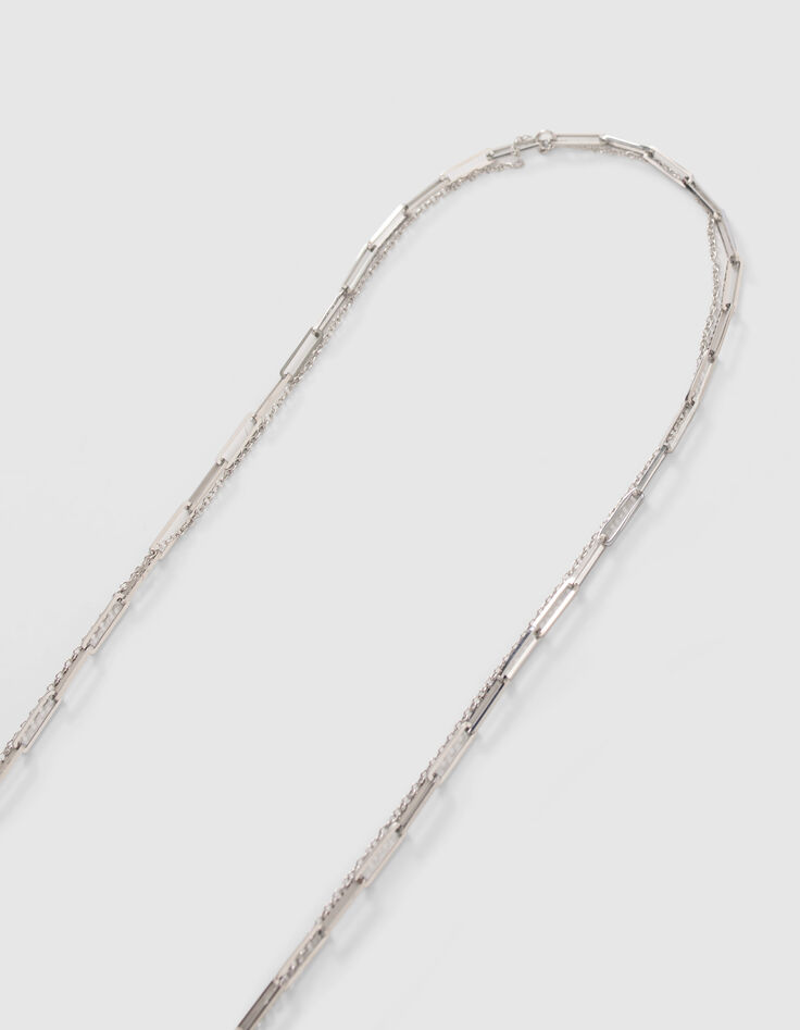 Sautoir double rang métal argenté avec médaille Femme-3