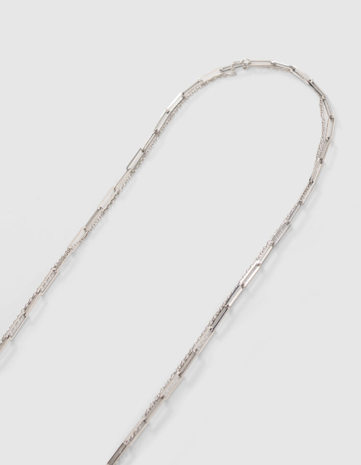 Women’s silver metal double-row long necklace + medallion - IKKS