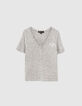 Grijs geribd T-shirt cropped meisjes-1