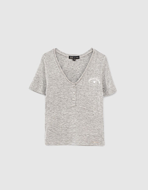 Grijs geribd T-shirt cropped meisjes