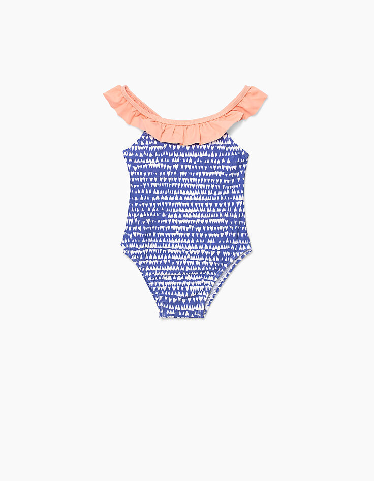 Blauw badpak met hartjesprint voor babymeisjes-1