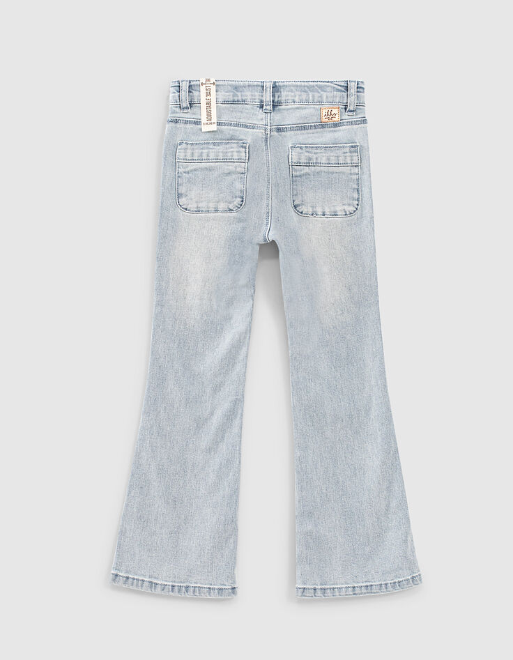 Mädchen-Jeans, Flare-Fit mit Flechtborten in Bleach Blue -3