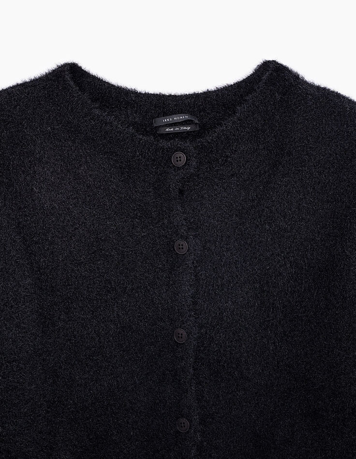 Cardigan fantaisie fil poilu noir femme-2