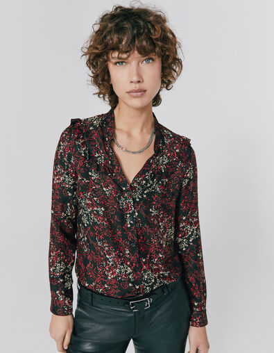 Blouse manches longues imprimé floral détail volant femme - IKKS