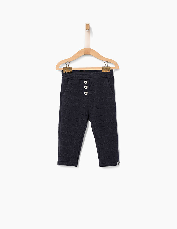 Navy broek in reliëfbreiwerk voor babymeisjes-1