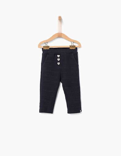 Baby girls' navy embossed knitted trousers - IKKS