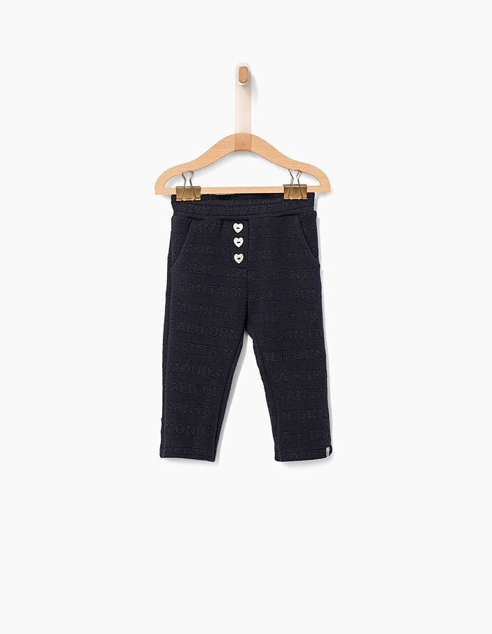 Baby girls' navy embossed knitted trousers - IKKS