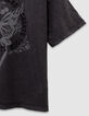 Camiseta gris algodón mensaje y mariposa niña-5