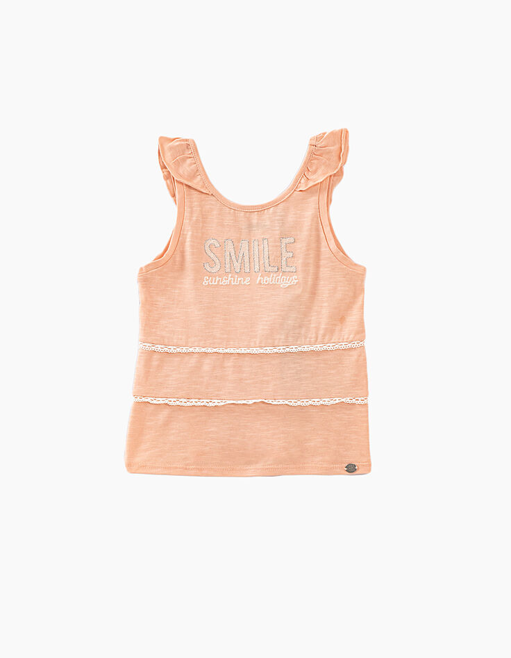 Top rosa empolvado bordado SMILE niña-3