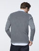 Men’s dark grey knit sweater+texture on back-3