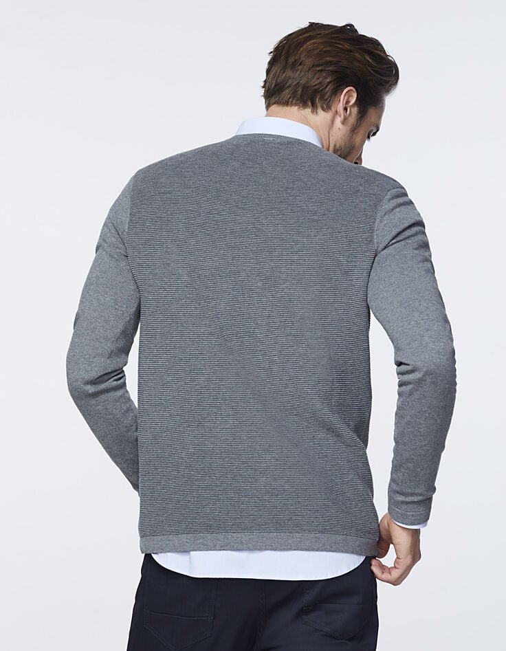 Men’s dark grey knit sweater+texture on back-3