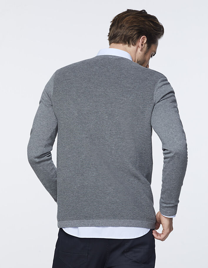Men’s dark grey knit sweater+texture on back - IKKS
