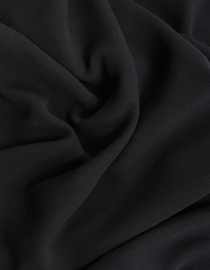 Robe noire décor dentelle col V devant dos Femme-8 Robe noire décor dentelle col V devant dos Femme-8