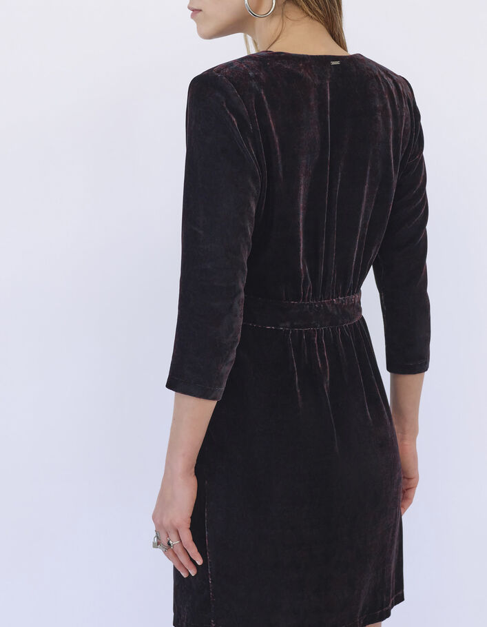 Robe courte velours imprimé baroque effet portefeuille femme - IKKS